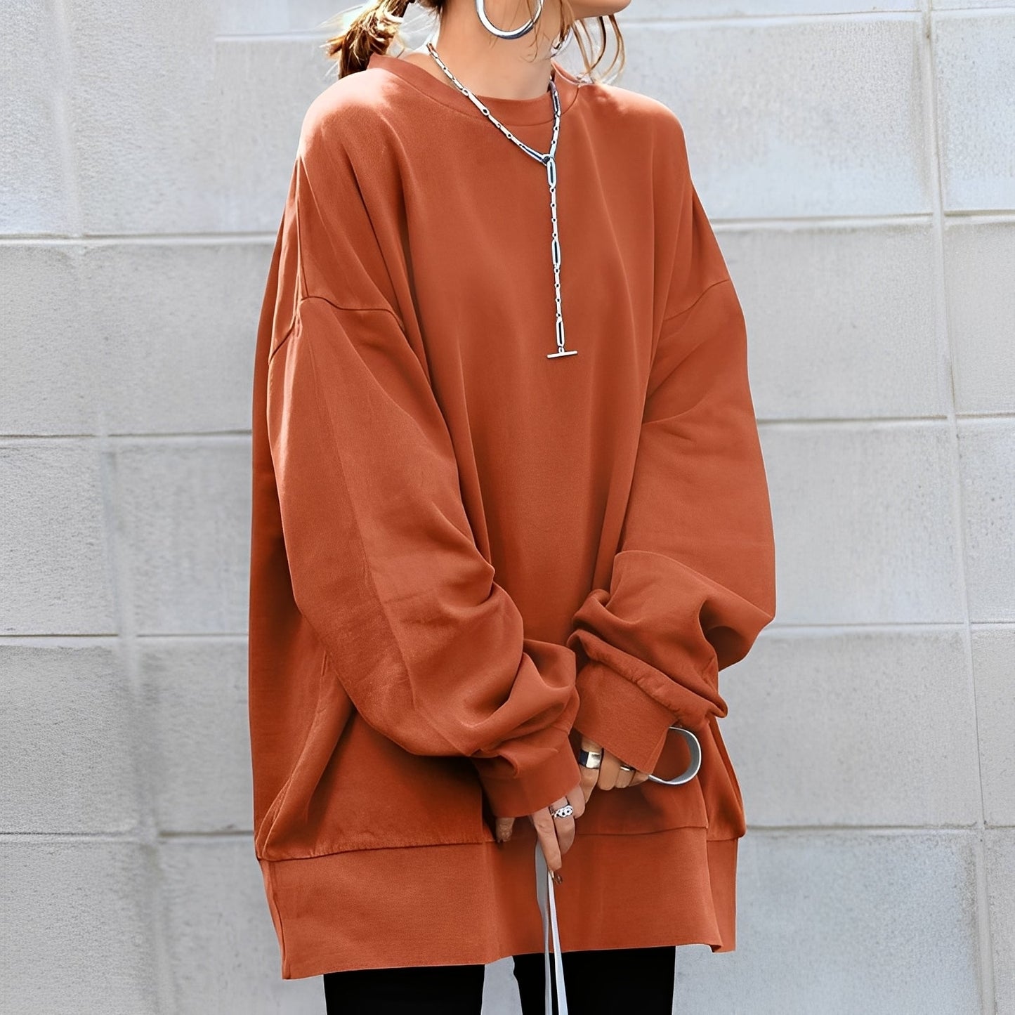 Amira Suéter de Mujer | Corte Oversized, Cuello Redondo