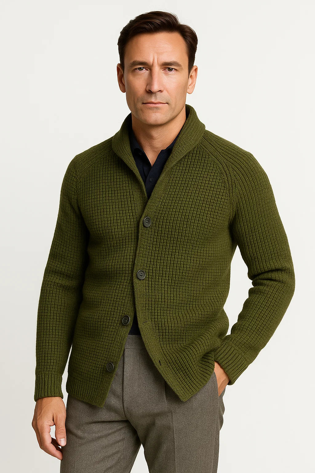 Alexander | Gebreid wollen vest met knopen 4