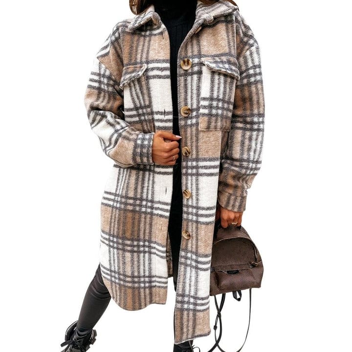 Andrea | Elegante geruite winterjas