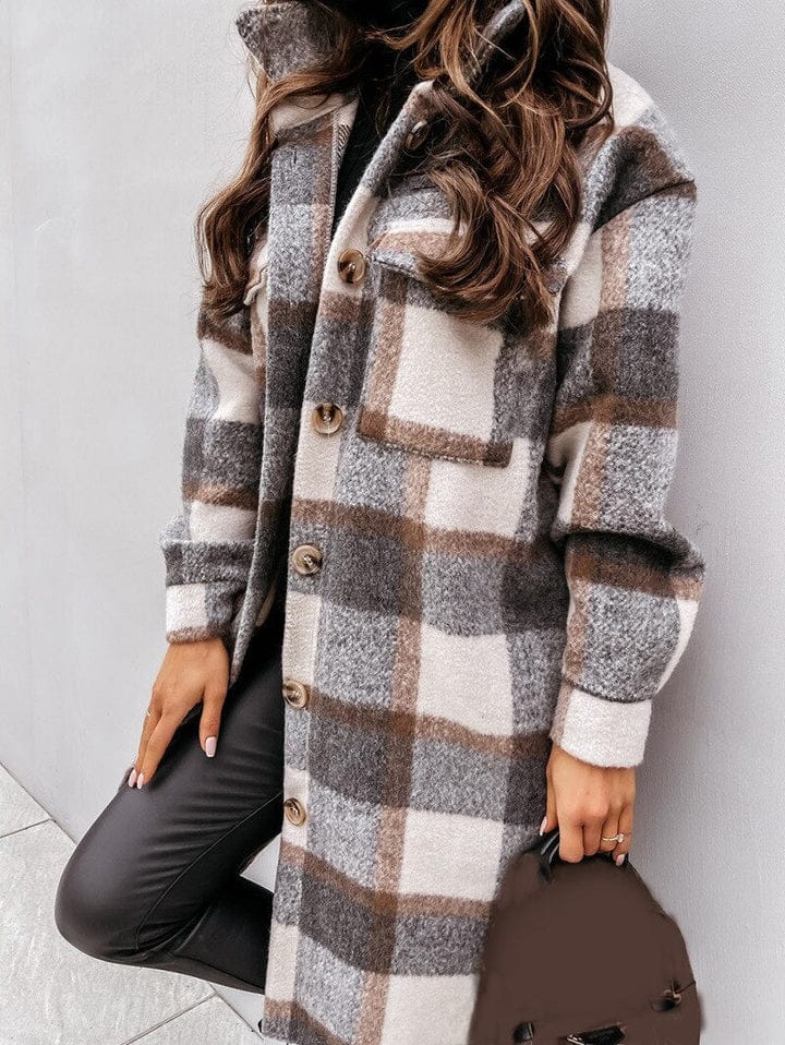 Andrea | Elegante geruite winterjas