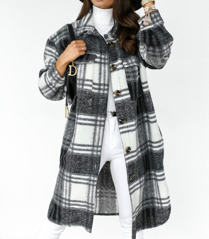 Andrea | Elegante geruite winterjas