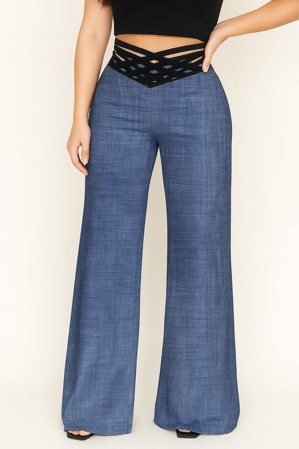 Lunara Edge | Pantalones acampanados para mujer con cintura alta y recortes