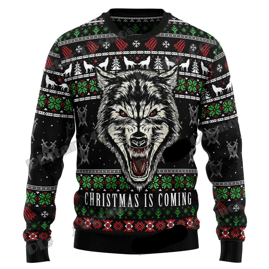 Dennis | Moderne kersttrui met wolvenmotief