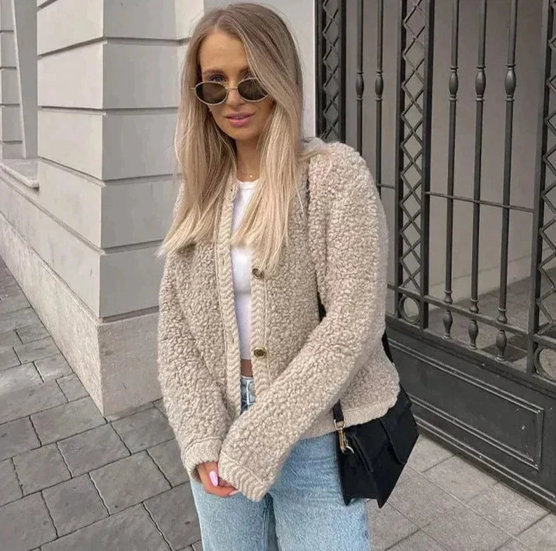 AriaLuxe Dames Teddy Jas – Warm, Veelzijdig, Zacht & Elegant Design