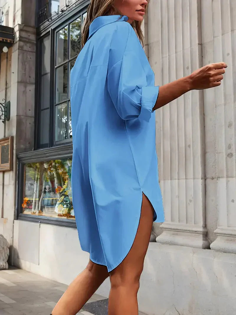 Vestido Camisa Valencia para Dama – Corte Elegante, Tela de Lujo, Para Trabajo y Tiempo Libre