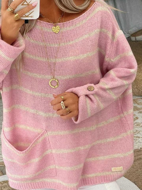 Suéter para mujer Gigi | Tejido grueso, casual a rayas