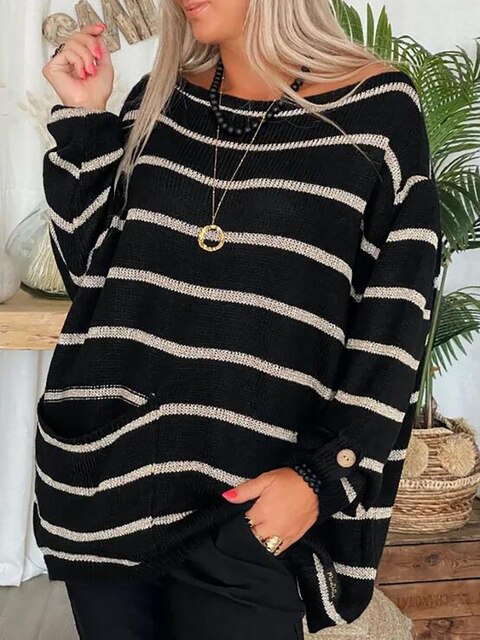 Suéter para mujer Gigi | Tejido grueso, casual a rayas