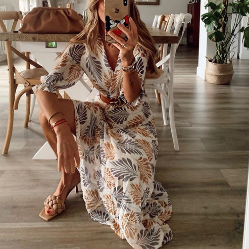 FloraBella Maxi Vestido de Verano – Vestido Largo de Mujer con Estampado de Flores para Verano