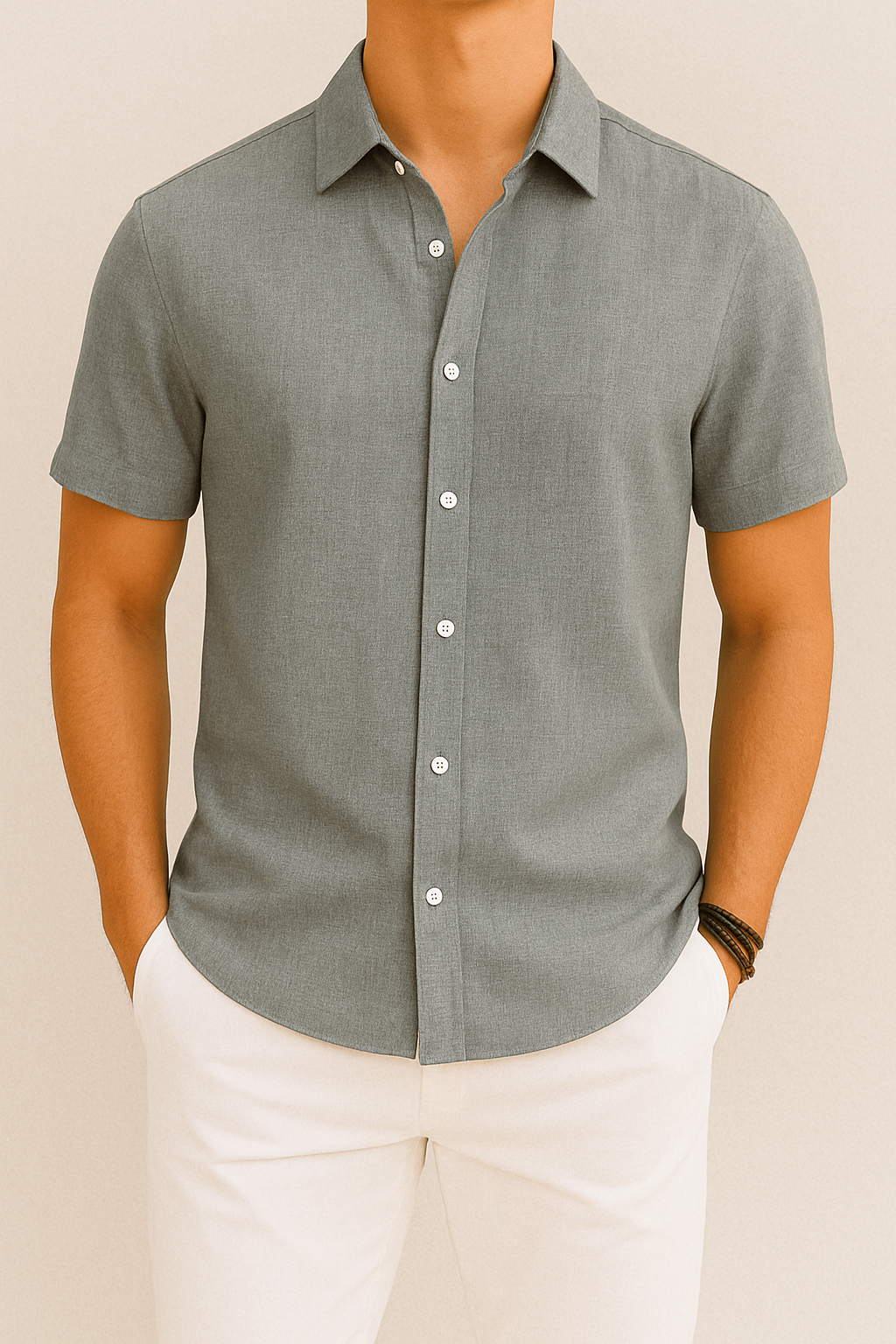 Camisa de verano para hombre Levino | Mezcla aireada de algodón y lino para estilo casual