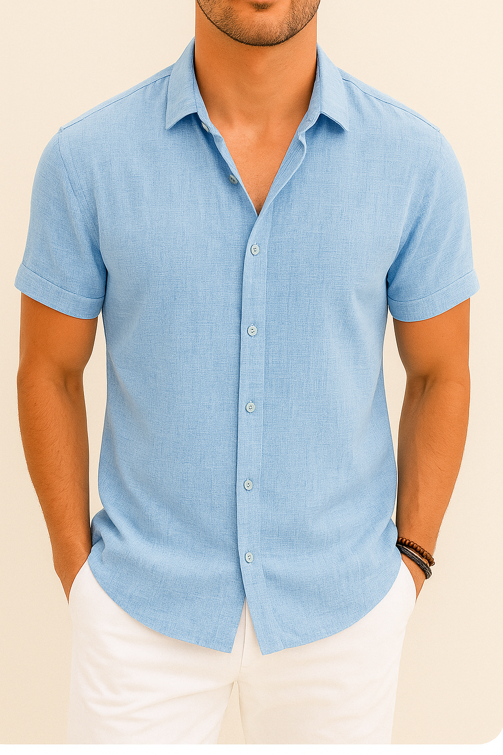 Camisa de verano para hombre Levino | Mezcla aireada de algodón y lino para estilo casual