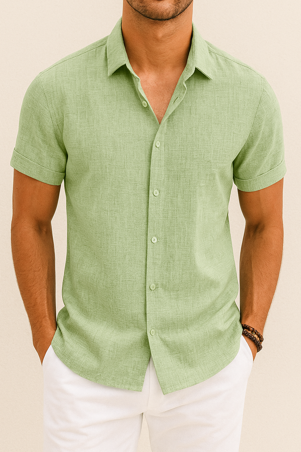 Camisa de verano para hombre Levino | Mezcla aireada de algodón y lino para estilo casual