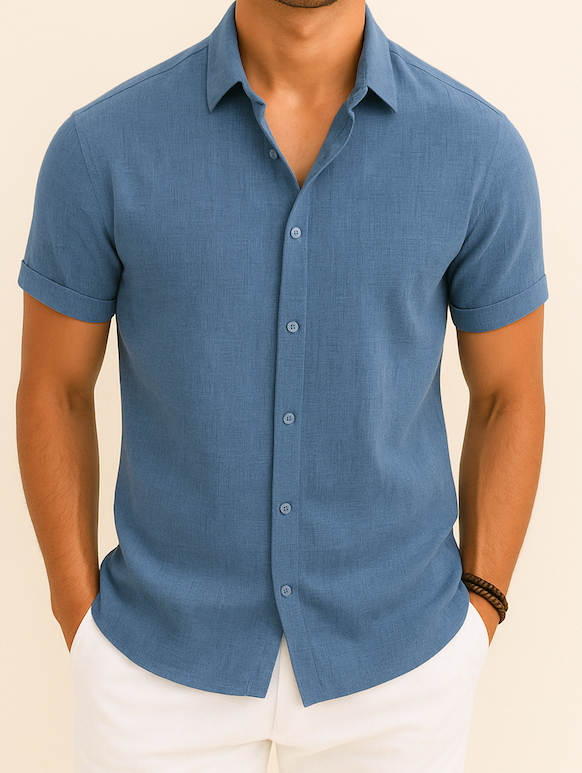 Camisa de verano para hombre Levino | Mezcla aireada de algodón y lino para estilo casual