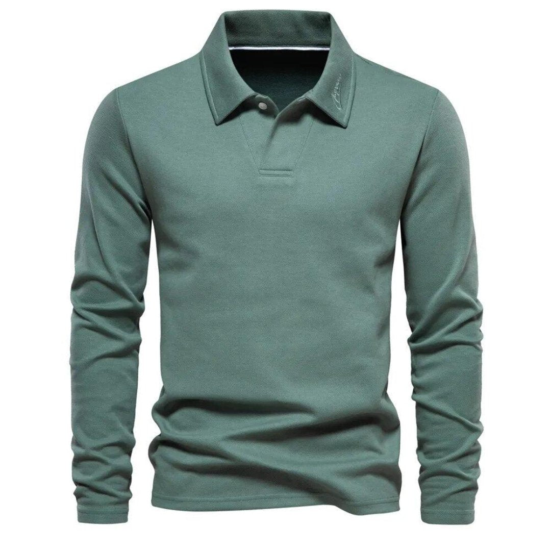 Polo Lino Heren | Mezcla de Algodón de Alta Calidad, Casual de Manga Larga