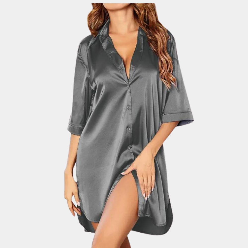 LunaSilk Camisón de Satén para Dama – Elegante Camisón de Dormir