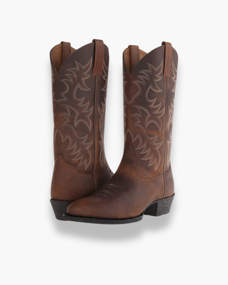 Luxe Dames Zwarte Westernlaarzen – Elegante Cowboy Boots met Schachtdetail