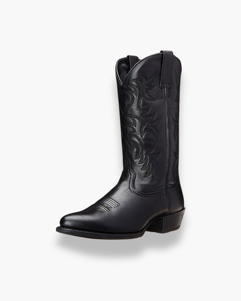 Luxe Dames Zwarte Westernlaarzen – Elegante Cowboy Boots met Schachtdetail