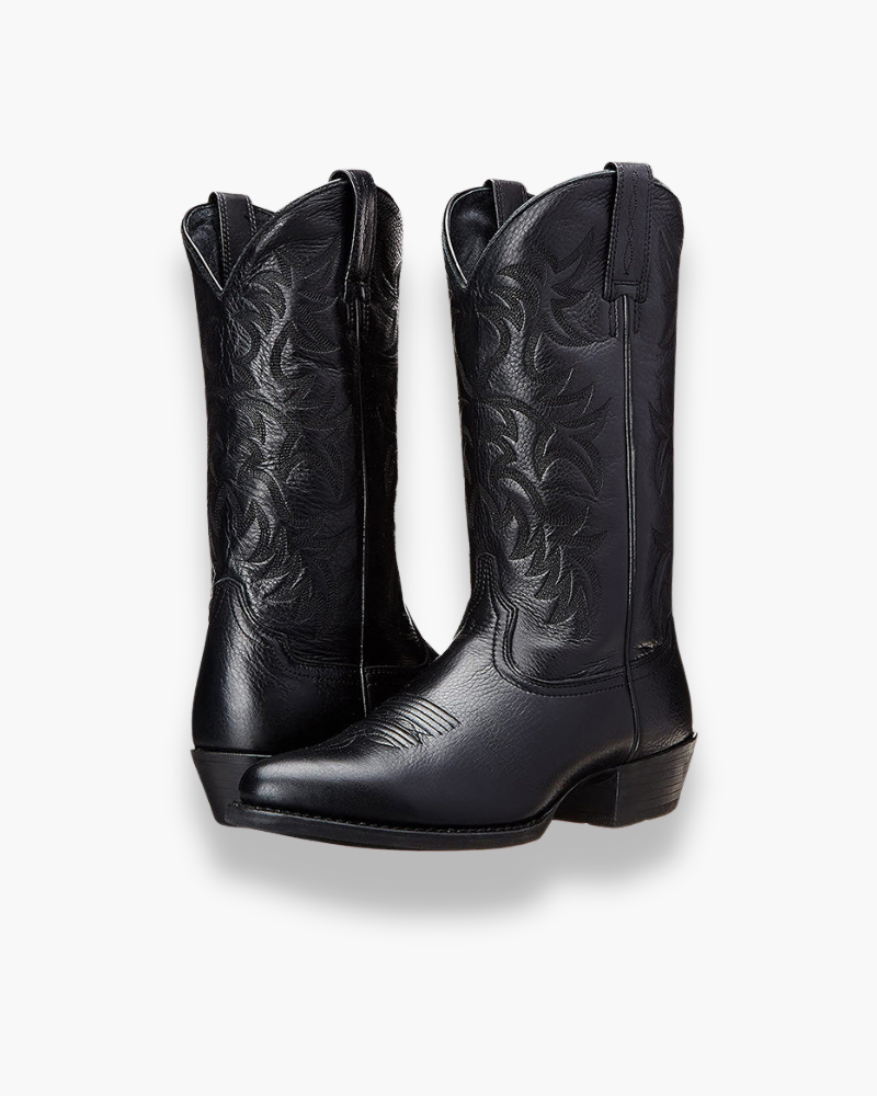 Luxe Dames Zwarte Westernlaarzen – Elegante Cowboy Boots met Schachtdetail