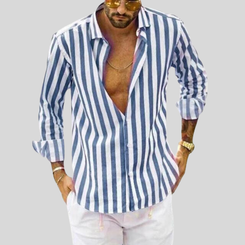 Camisa de lino Elian para hombre | Manga larga | Diseño de verano transpirable y elegante