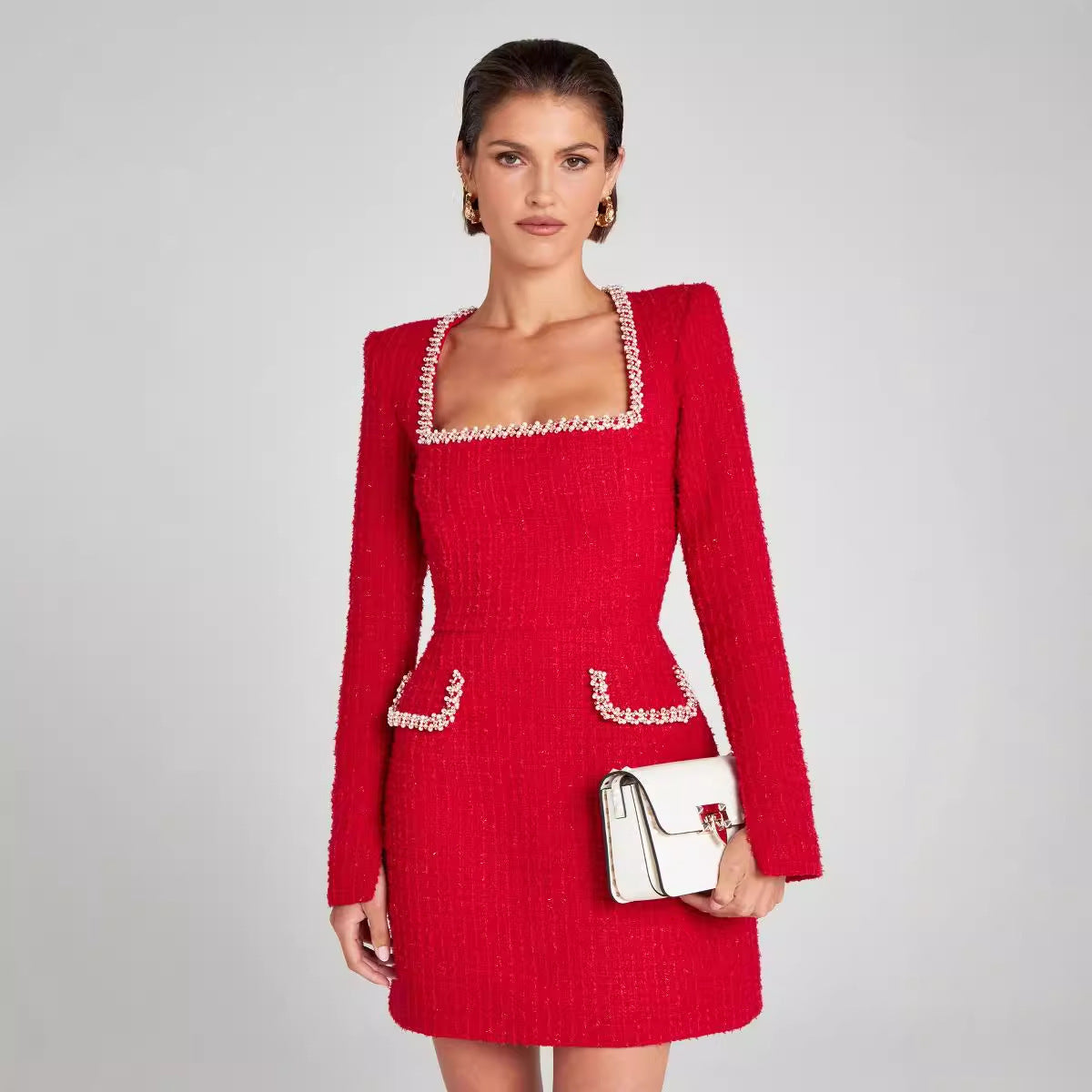 Vestido de gala Mabel Dames | Escote en forma de U con perlas, perfecto para ocasiones especiales