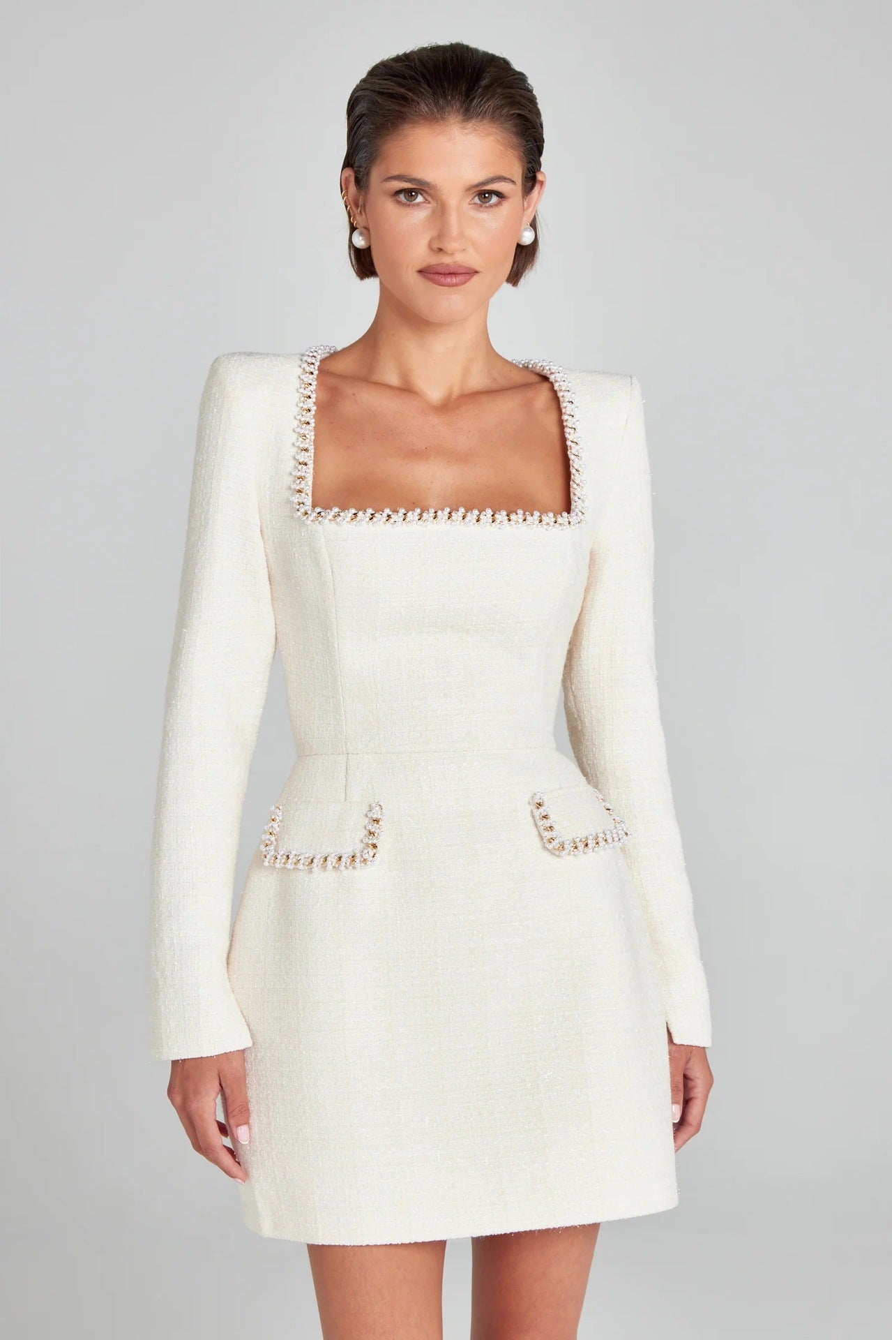Vestido de gala Mabel Dames | Escote en forma de U con perlas, perfecto para ocasiones especiales