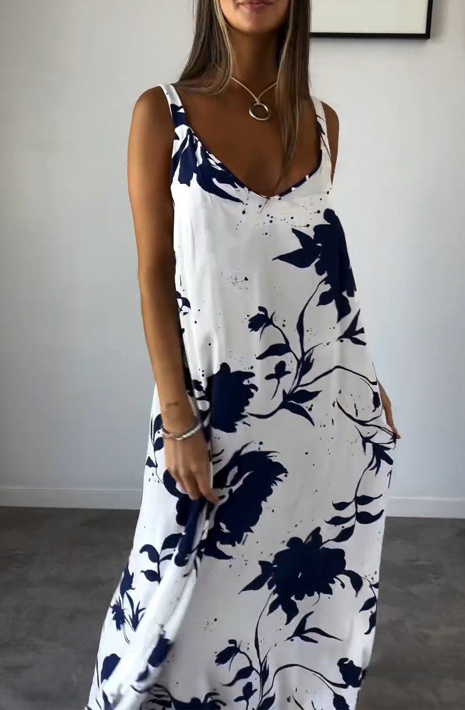 Mila Serenity Vestido de verano estampado para mujer – Vestido midi ligero con flores