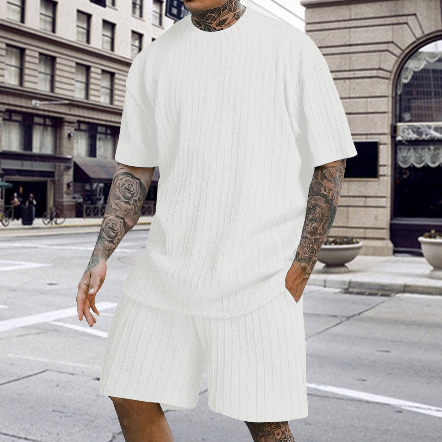 Nolvik T-shirt da uomo | Jersey plissettato, casual chic