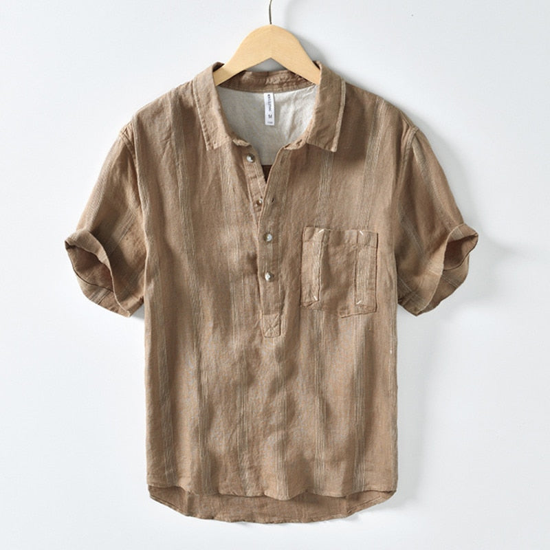 Camisa de lino Aérion para hombre – diseño retro ligero y transpirable de verano