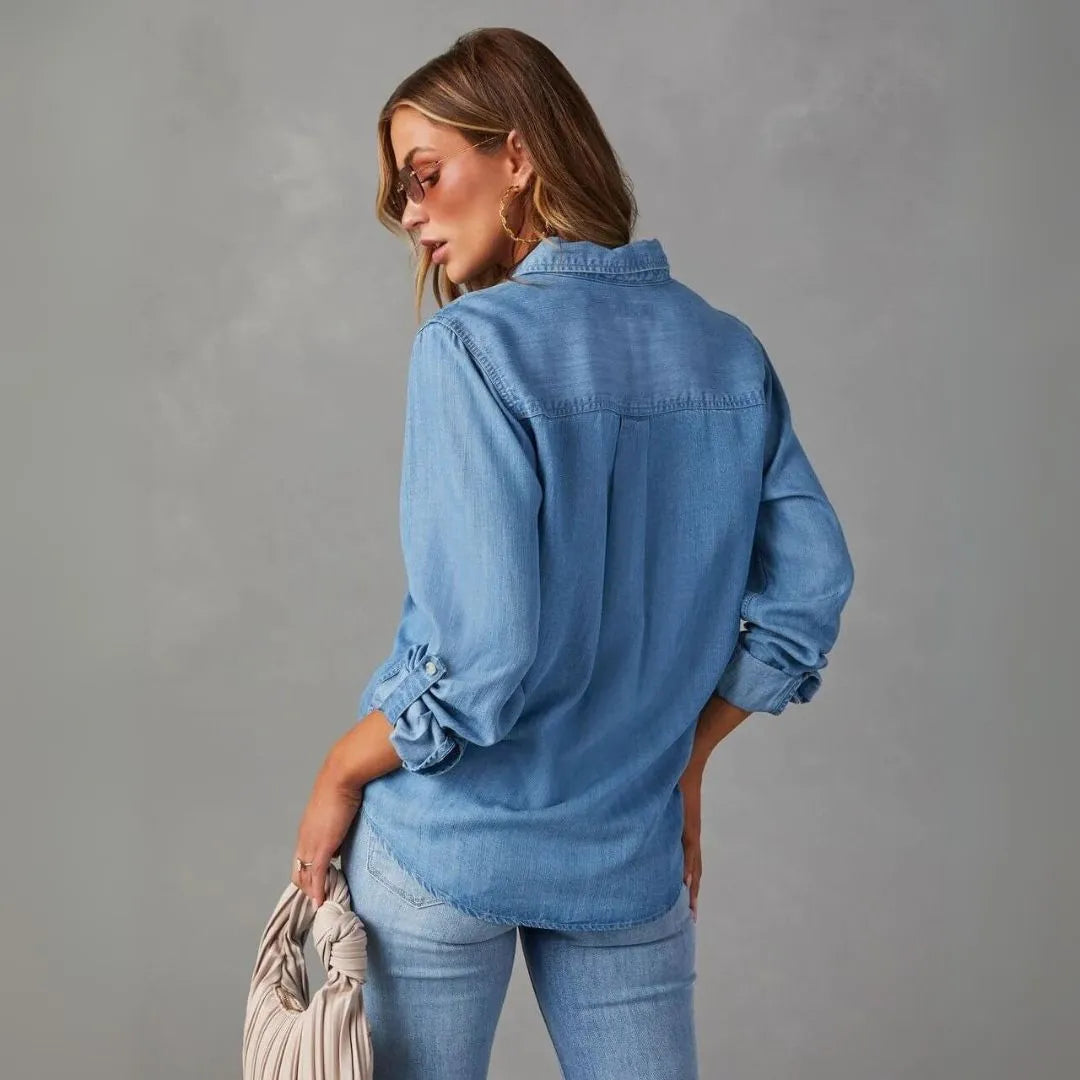 Camisa Sophia Stitch para mujer | Ajuste cómodo, blusa vaquera casual