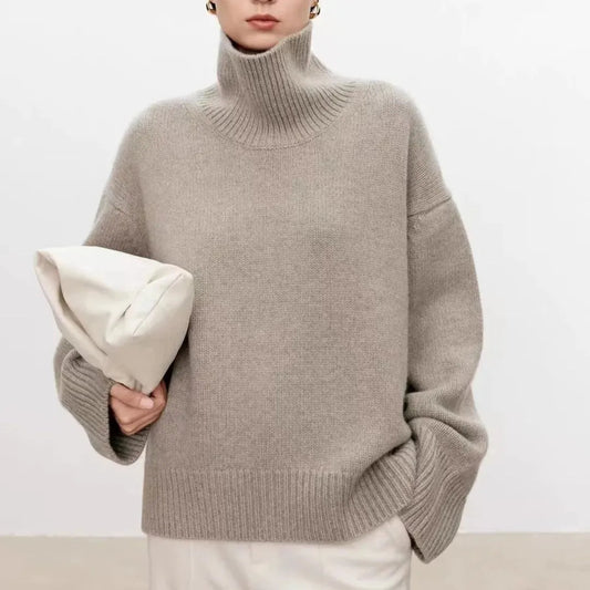 Sabrina Shape Pull Femme | Laine de Luxe, Pull Décontracté Oversize à Col Roulé Haut