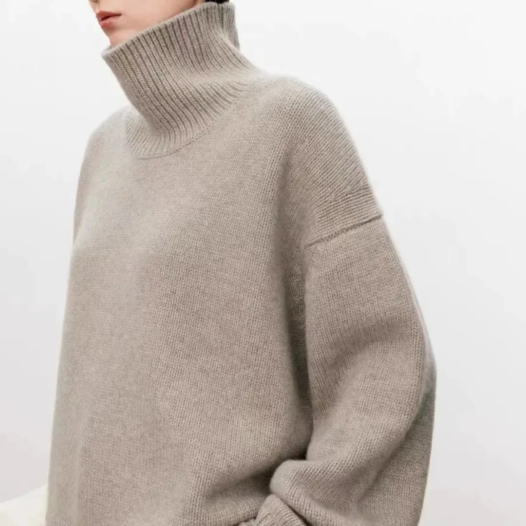 Suéter Sabrina Shape para Damas | Lana de Lujo, Suéter Casual Oversized de Cuello Alto