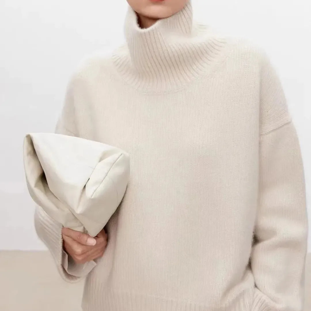 Suéter Sabrina Shape para Damas | Lana de Lujo, Suéter Casual Oversized de Cuello Alto