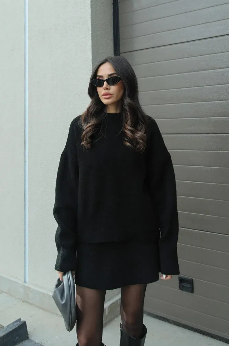 Hanna Conjunto de Punto para Dama | Suéter Suave y Falda para Otoño e Invierno