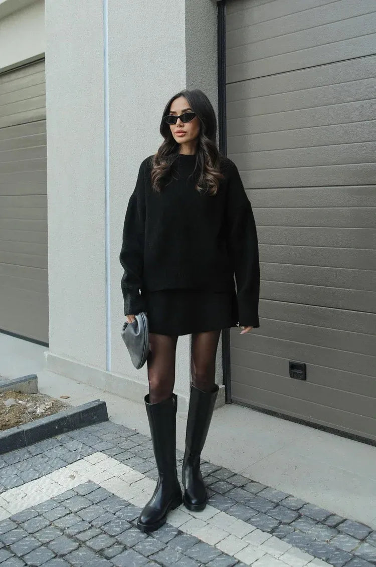 Hanna Conjunto de Punto para Dama | Suéter Suave y Falda para Otoño e Invierno
