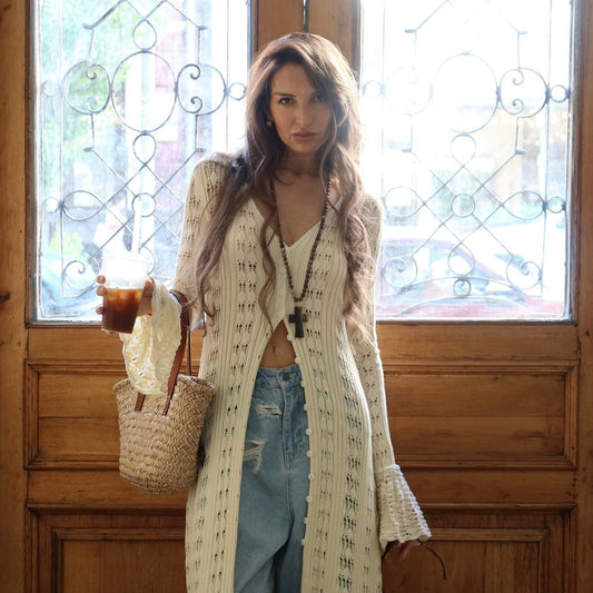 Gilet Lunaris Lang pour Femmes | Tricot Doux, Manches Évasées