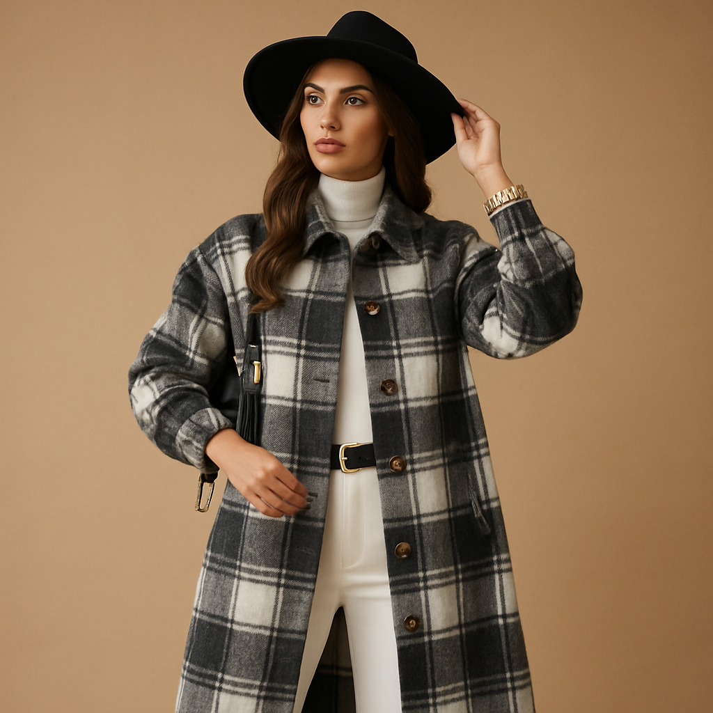 Melora Geruite Jas voor Dames | Wol-Look Lange Snit