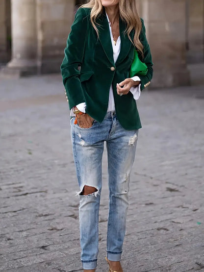 Devika | Zachte fluwelen getailleerde damesblazer