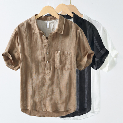 Camisa de lino Aérion para hombre – diseño retro ligero y transpirable de verano