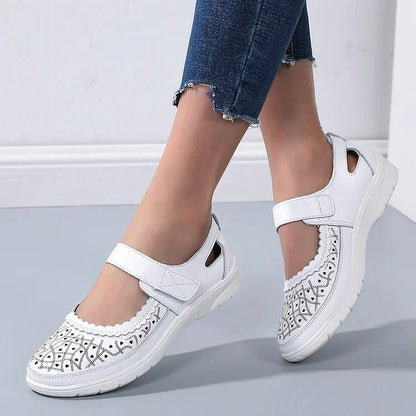 Simona – Witte Leren Loafers Met Comfortvoetbed Voor Dames