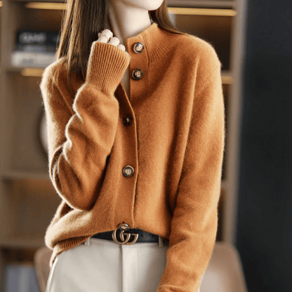 Adoréa | Cárdigan para mujer con botones llamativos y cuello medio alto