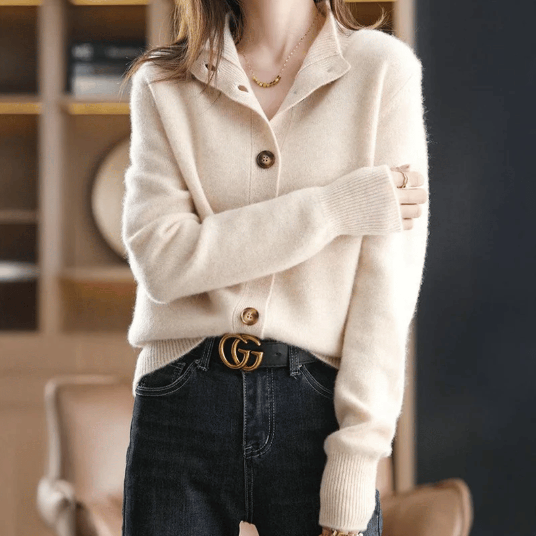 Adoréa | Cárdigan para mujer con botones llamativos y cuello medio alto