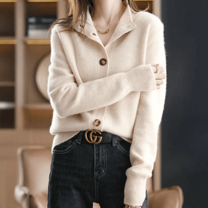 Adoréa | Cárdigan para mujer con botones llamativos y cuello medio alto