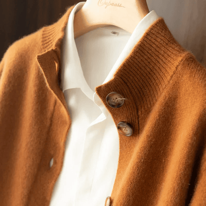 Adoréa | Cárdigan para mujer con botones llamativos y cuello medio alto