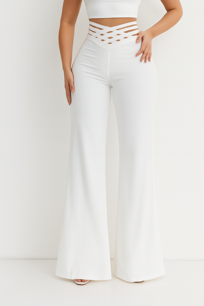 Lunara Edge | Pantalones acampanados para mujer con cintura alta y recortes