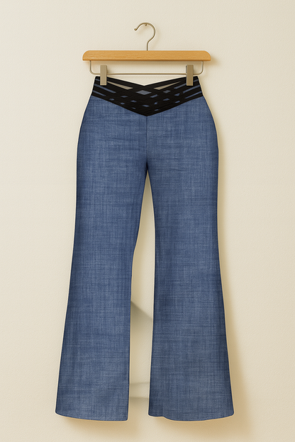 Lunara Edge | Pantalones acampanados para mujer con cintura alta y recortes