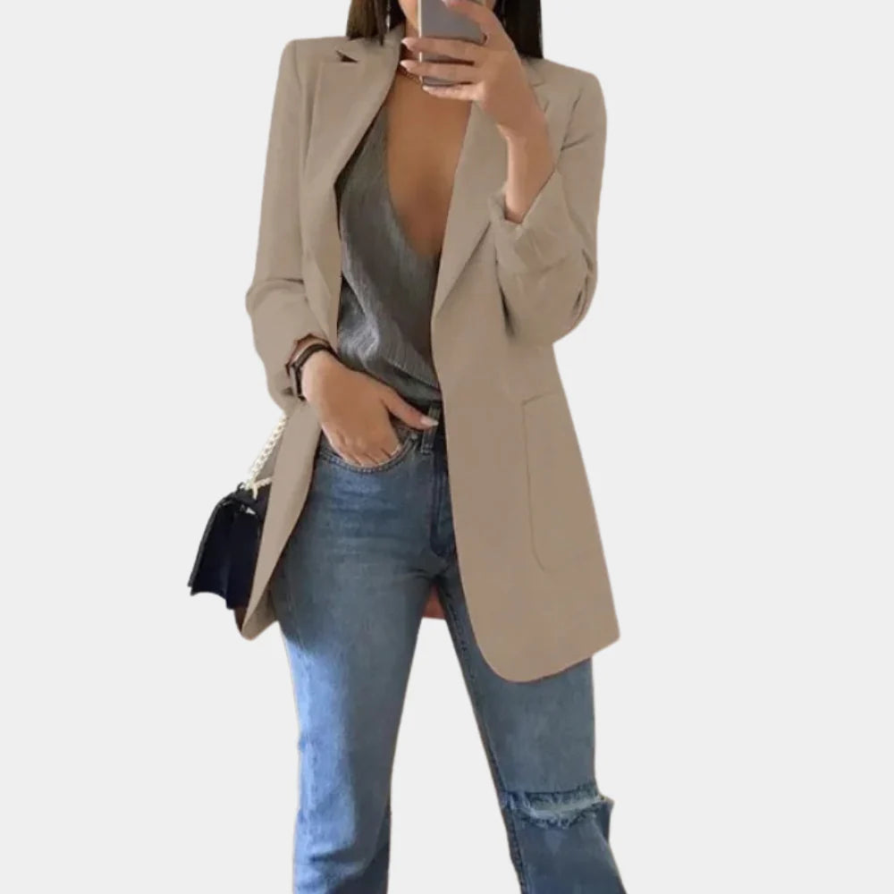 Bella Damas Blazer – Elegante Blazer Entallado con Stretch y Solapa