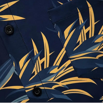 Conjunto de verano para hombre Solaro – Atuendo de algodón de dos piezas en azul y amarillo para estilo casual