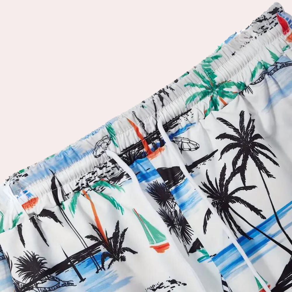 TropicoMan Conjunto de Verano para Hombre – Camisa Casual y Pantalones Cortos – Estampado Tropical