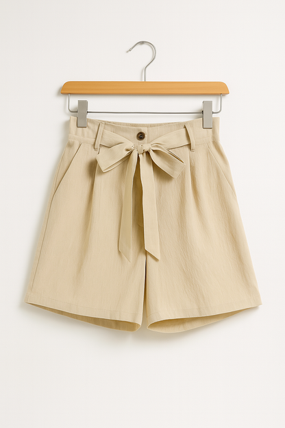 Tieva | Korte Broek Dames met Bindegürtel en Hoge Taille