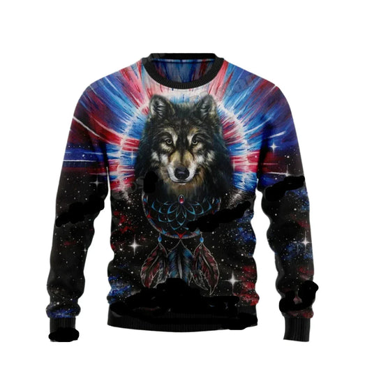 Dennis | Moderne kersttrui met wolvenmotief