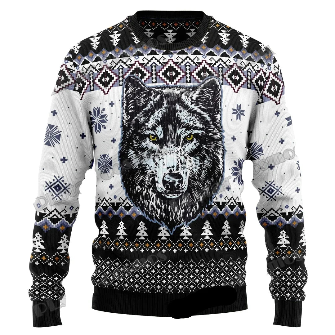 Dennis | Moderne kersttrui met wolvenmotief
